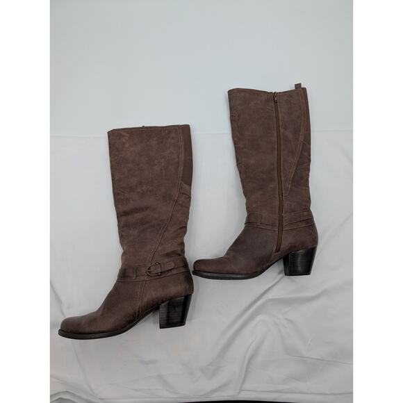 Baretraps Boots Womens 6 M Yazzie Tall Side Zip Riding Boot  BareTraps Boots 9M Rapunzel Brown Tall Side Zip Buckle Heel Western Country